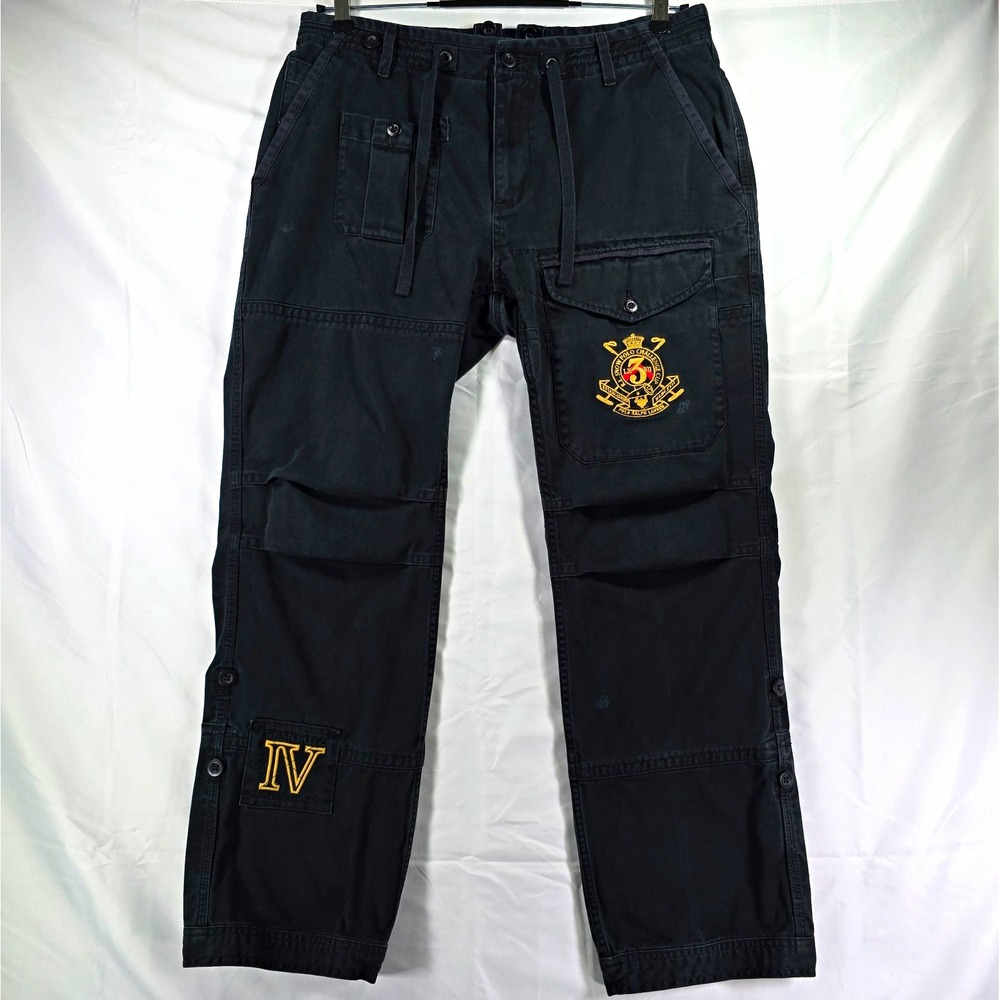 Polo Ralph Lauren Mens Snow Polo Cargo Pants 35x30 Black Relaxed Straight Cotton